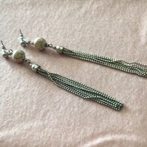5” long Silver Tassel Earrings
